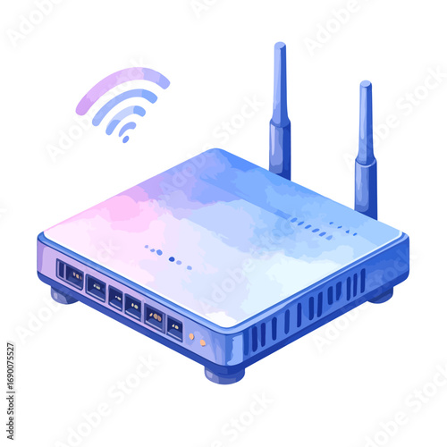 Wireless router with antennas for home network internet connection.