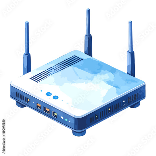 Wireless Network Router with Antennas.