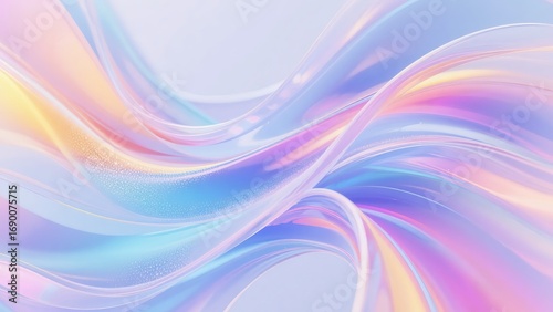 Wallpaper Mural Abstract Flowing Translucent Ribbons in Pastel Pink Blue and Yellow, Smooth Gradients and Glossy Textures on Light Background Torontodigital.ca
