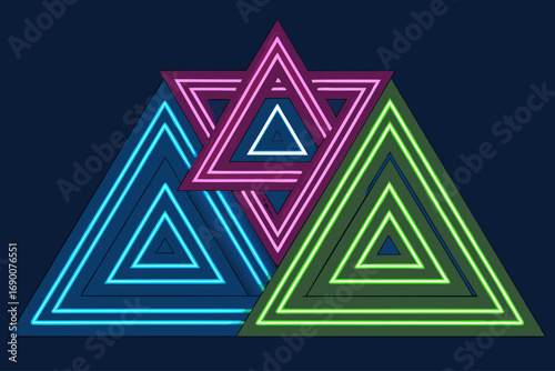 Showcasing Bold Neon Triangles Overlapping Stunning Creative Visual