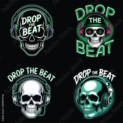 Skull headphones music graphic audio