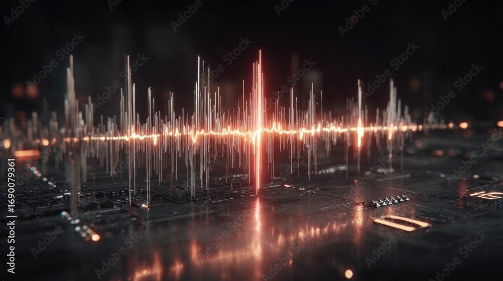 Fototapeta premium Vibrant sound wave visualization representing audio frequencies and dynamic rhythms in modern digital media technology