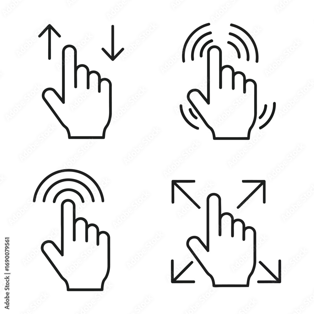 Fototapeta premium Hand gesture icon set isolated on white background