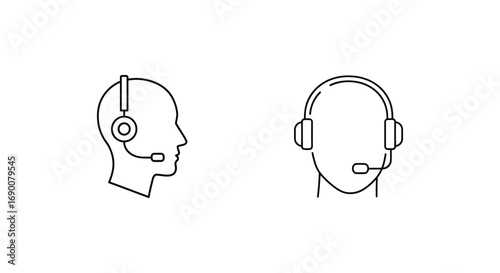 Customer service operator with headset isolated on white background