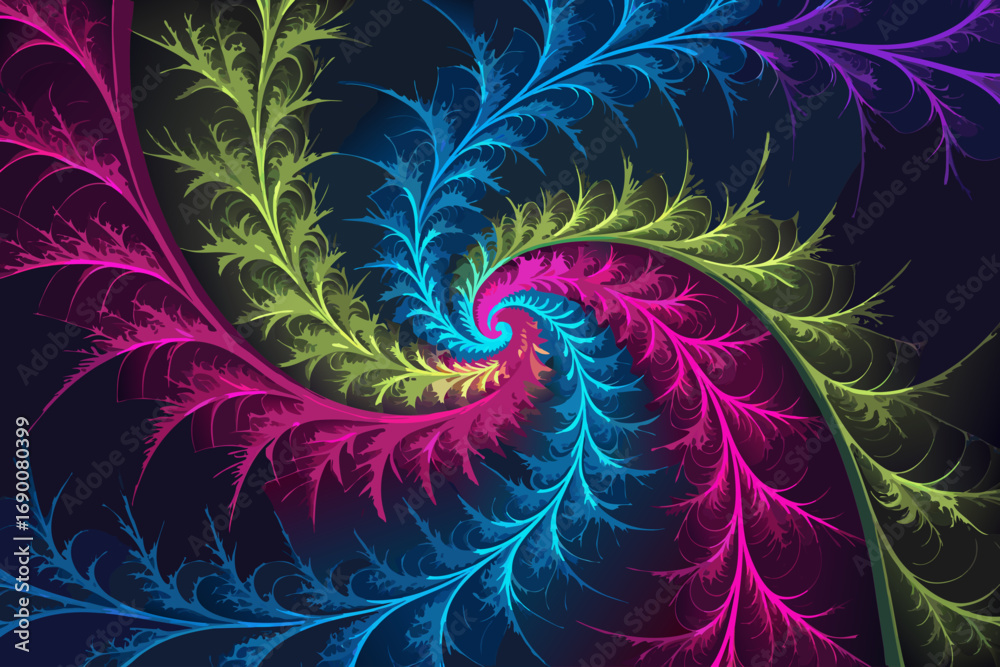 Neon Fractal With Bold Palet Professional Photo Great for Commercial Projects