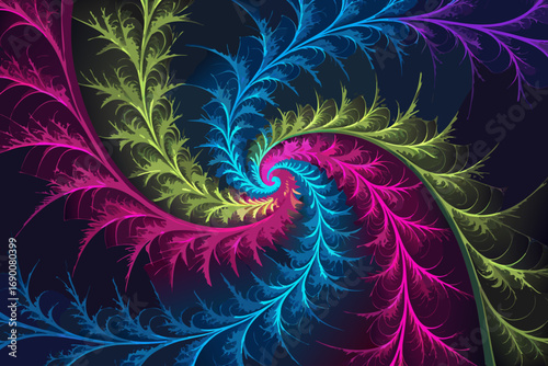 Neon Fractal With Bold Palet Professional Photo Great for Commercial Projects