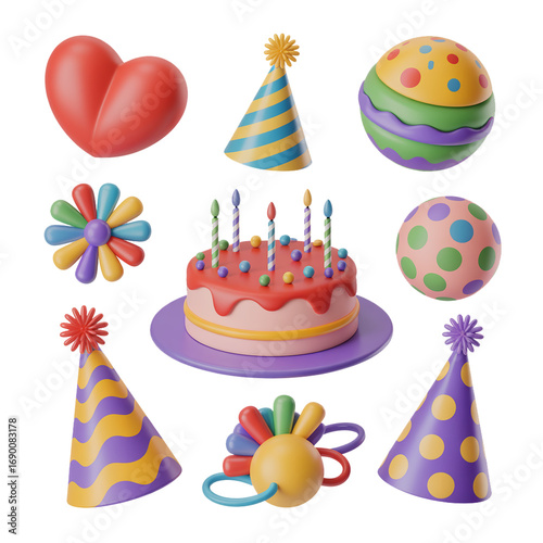 3D Colorful Party Decorations Set for Birthday and Anniversary