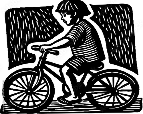Child Riding Bicycle Silhouette, Kids Cycling SVG
