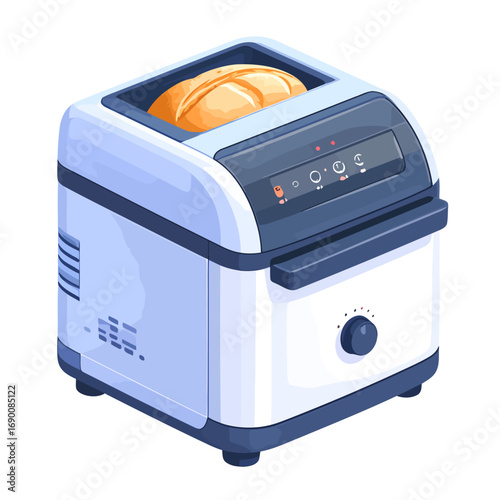 Automatic bread maker machine with fresh baked loaf.