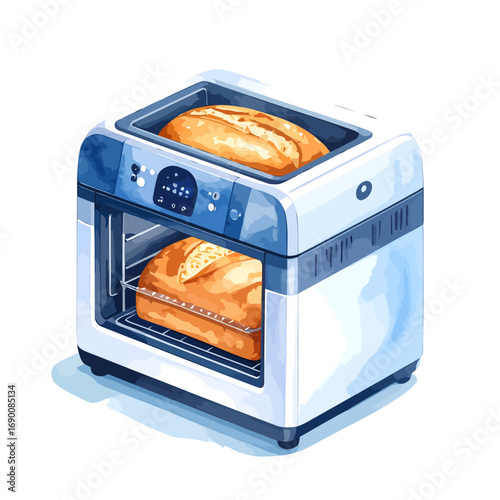 White air fryer oven with two loaves of bread inside.
