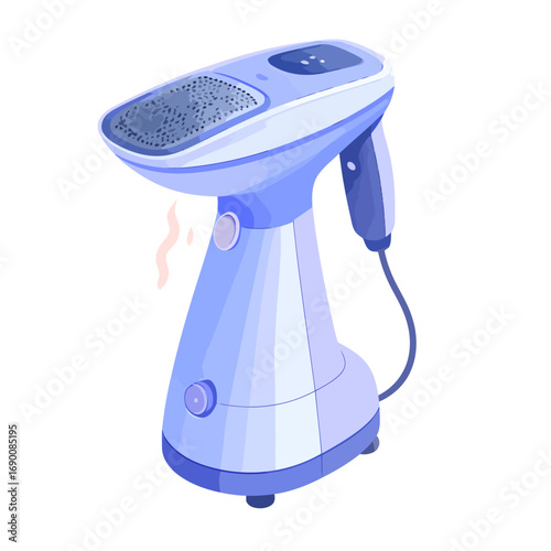 Portable handheld garment steamer for quick wrinkle removal from clothes.