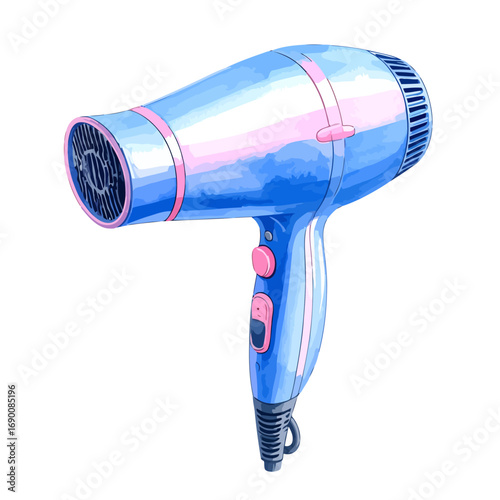 Light Blue Hair Dryer with Pink Accents.