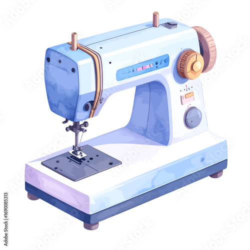 Sewing Machine Illustration Watercolor Style.
