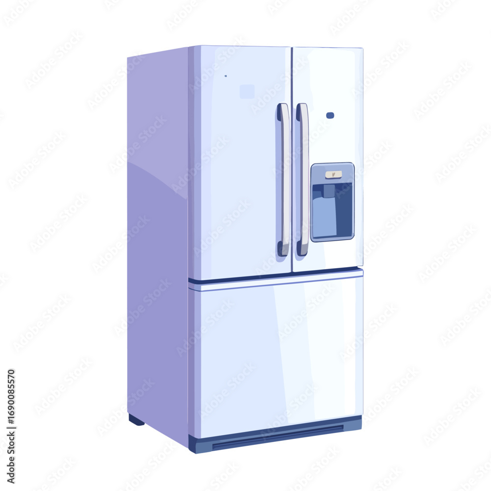 White Side by Side Refrigerator with Dispenser.