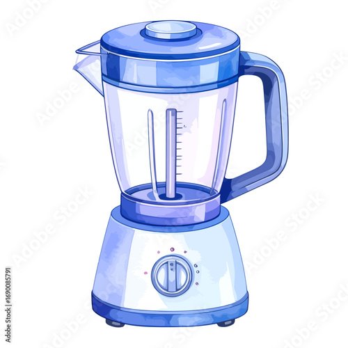 Blue and white blender kitchen appliance.