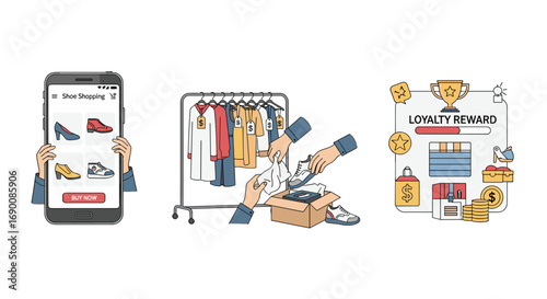 Seamless online shopping experience with loyalty rewards and stylish shoe selections, Generative AI.