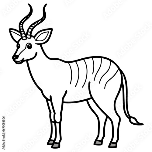 White Saola Vector Line Art