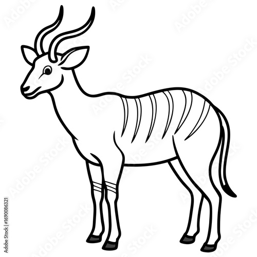 White Saola Vector Line Art