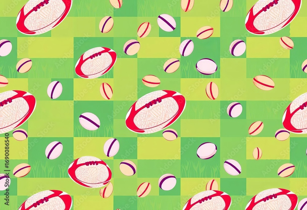 Seamless rugby ball tile pattern, vector illustration,  wallpaper design,  sport background