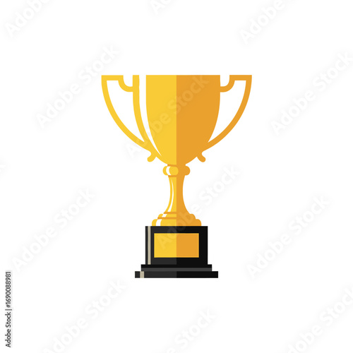Gold Trophy Cup with Black Base, Vector Illustration
