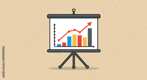 Presentation board with chart icon for business growth