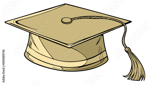 Graduation cap academic hat mortarboard tassel education ceremony achievement success learning knowledge university college school graduate diploma degree commencement celebration vector illustration.