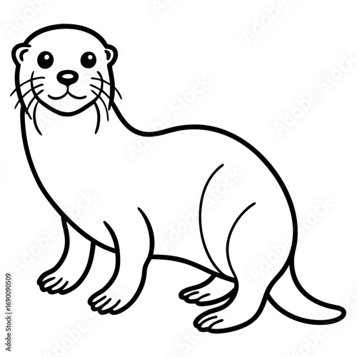 White Sea Otter Outline Design
