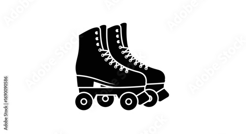 Classic Black Quad Roller Skates Icon.