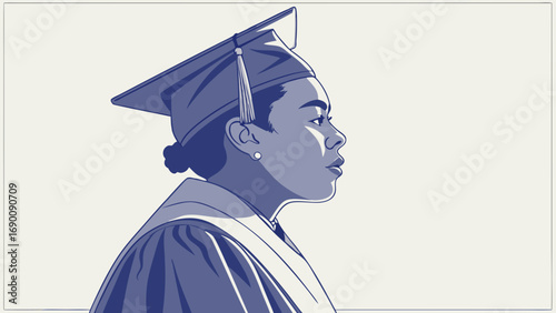 Graduation Cap Gown Profile Achievement Success Academic Education Ceremony Student Graduate Commencement Celebration Diploma Degree University College High School Learning Knowledge Wisdom Future Ho.