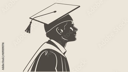 Graduation Cap Gown Silhouette Academic Achievement Success Education.