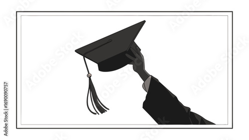Graduation cap hand achievement success ceremony education academic graduate degree commencement celebration accomplishment scholar learning knowledge wisdom future opportunity potential growth progr.