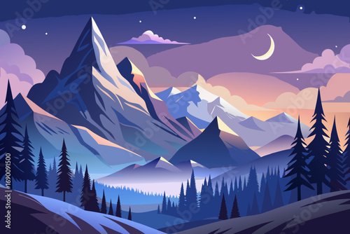 winter landscape with mountains