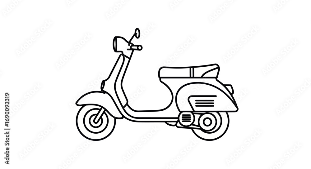 Obraz premium Classic Retro Scooter Outline Drawing.