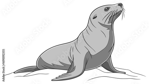 Illustration of a Seal Monochrome Marine Mammal Wildlife Animal Ocean Creature Grey Seal Sea Lion Aquatic Animal Zoology Wild Animal Nature Animal Portrait Vector Graphic Clipart Wildlife Illustratio.