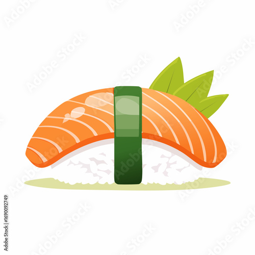 Japanese sushi nigiri with salmon slice, conveying culture and gastronomy.