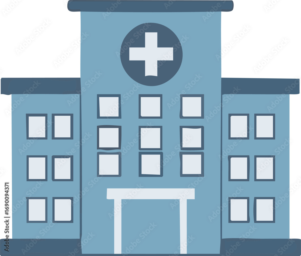 Obraz premium Hospital building stands tall against a clear sky, symbolizing healthcare and healing in a modern urban environment, offering hope and security to the community.