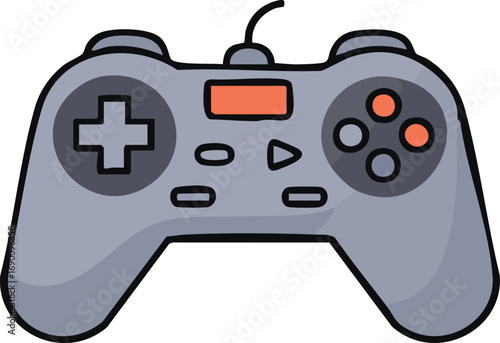 Gray gamepad with buttons resting on a white surface, ready for a gaming session, evoking a sense of leisure and digital entertainment.