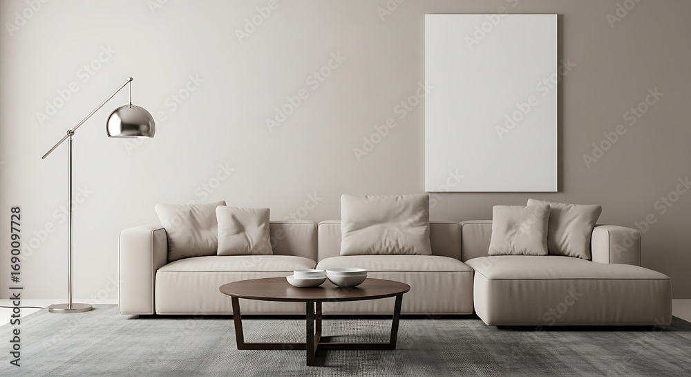 Naklejka premium Modern Minimalist Living Room Interior.
