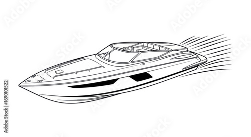 Sleek Speedboat Illustration in Dynamic Motion.