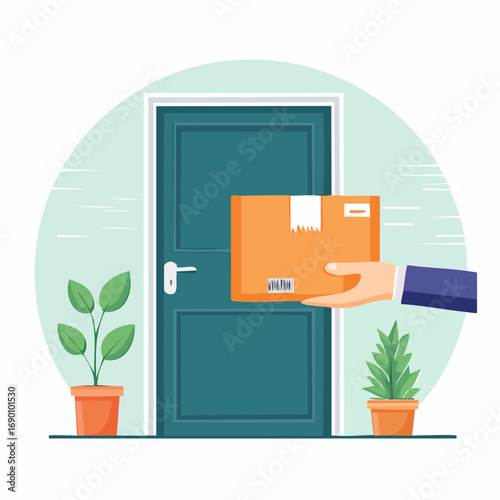 Hand Delivering Package At Front Door