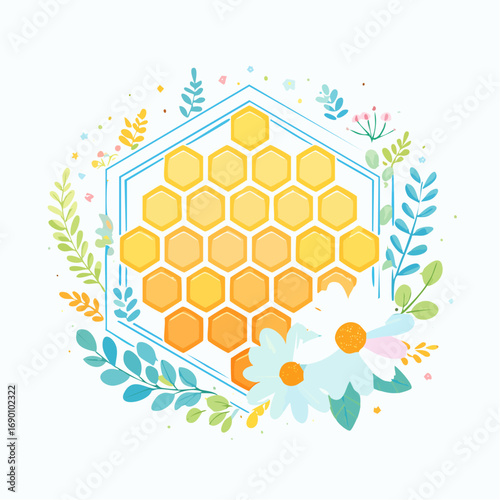 Honeycomb Design With Floral Border