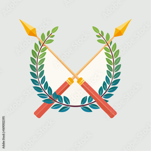 Crossed Spears With Laurel Wreath