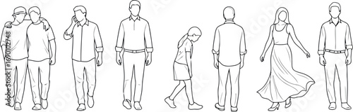Vector vector art of collection of diverse people sketches, transparent background