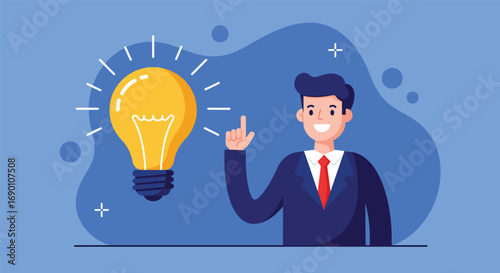 Businessman with Bright Idea Lightbulb Concept.