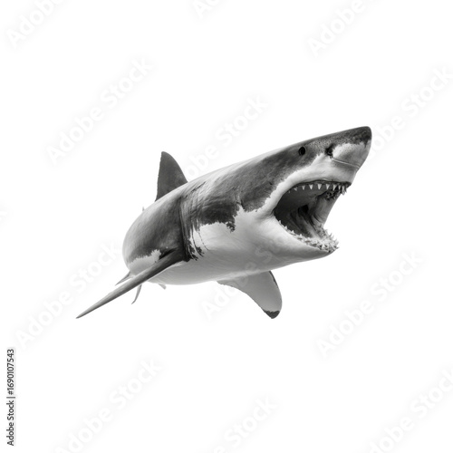 Monochrome Great White Shark in Oceanic Waters