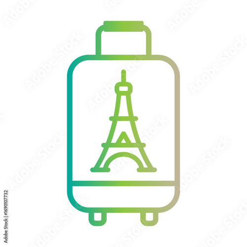 Parisian Getaway Suitcase with Eiffel Tower Illustration