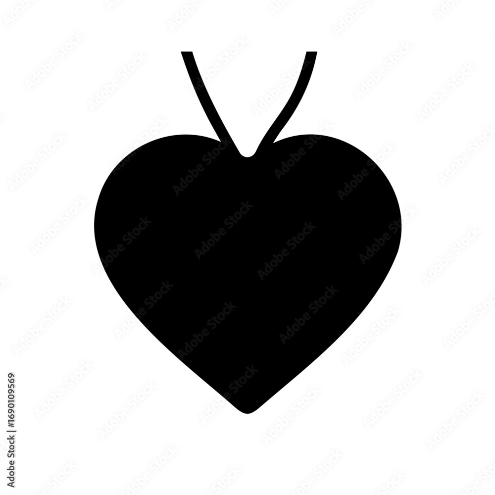 Fototapeta premium Simple black heart pendant on a white background showing true love