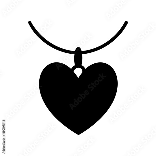 Black and white heart shaped pendant necklace with a simple string