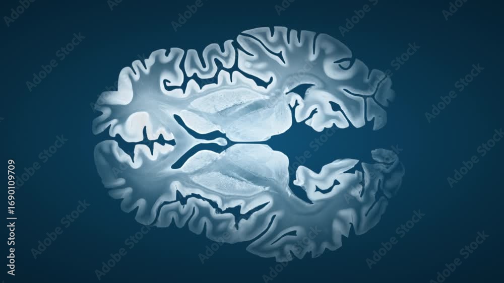 Alzheimer brain progression in axial view showing changes from healthy ...