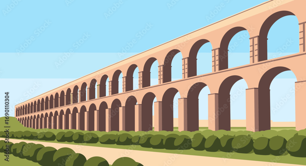 Fototapeta premium Ancient roman aqueduct water supply system monumental architectural engineering marvel architectural design historical landmark engineering achievement